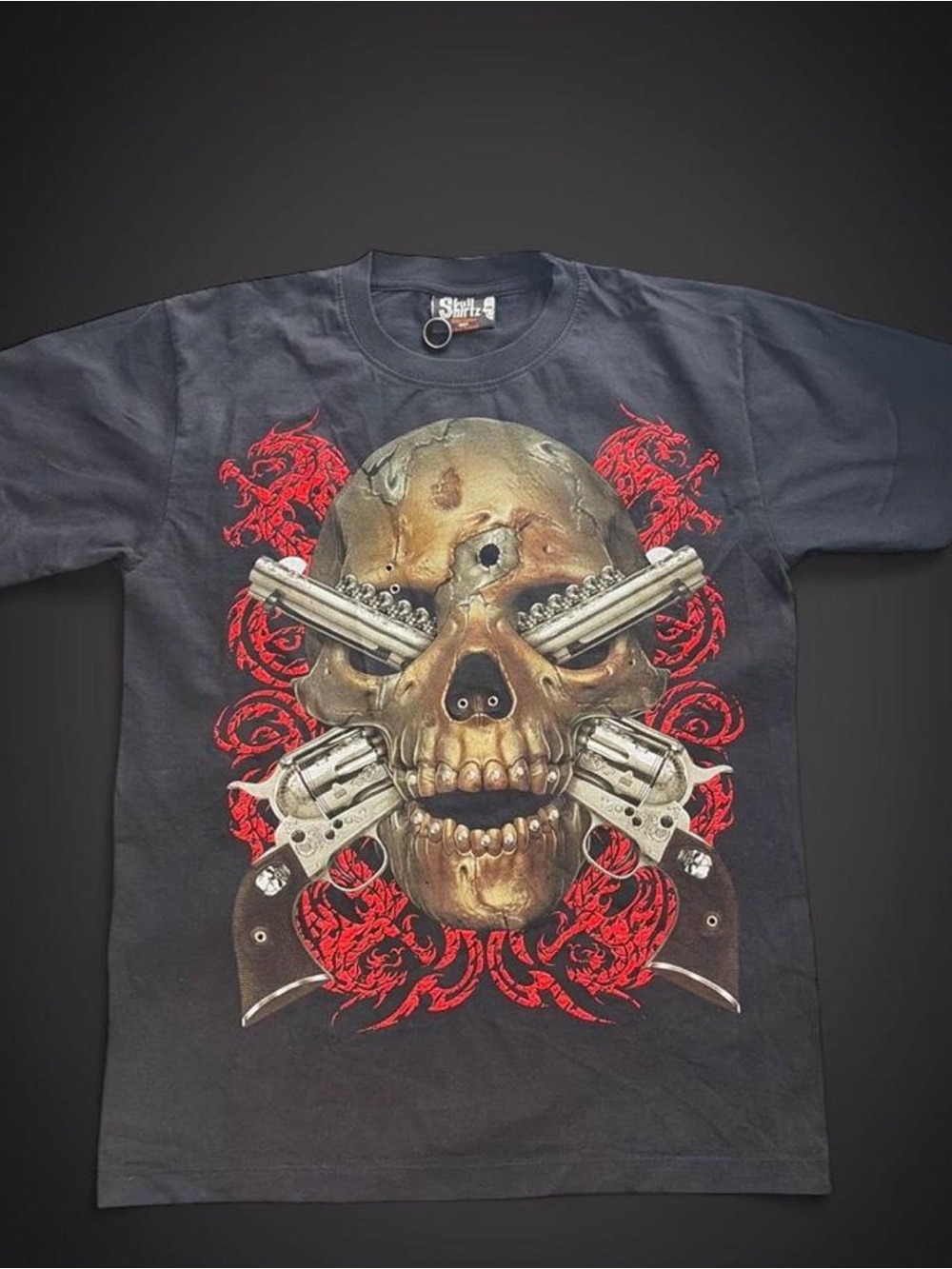 Men's Black Skull & Revolver Graphic Tee by